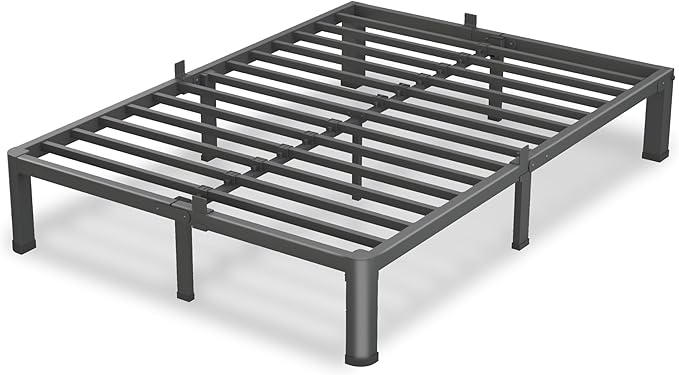 10 Inch King Size Bed Frame, 3500Lbs Heavy Duty Metal Platform with Round Corner Legs Mattress Slide Stopper, Steel Slat Support No Box Spring Needed, Noise Free, Non-Slip, Easy Assembly