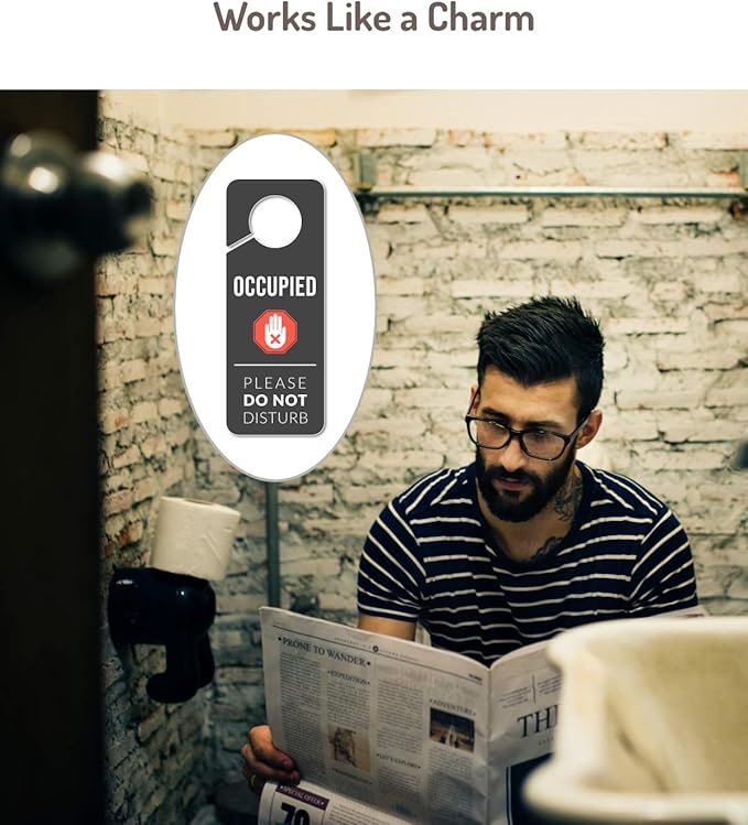 Occupied Sign for Bathroom Door, 2 Pack (Printed on Both Sides), 9.3″x3.5″ PVC Plastic