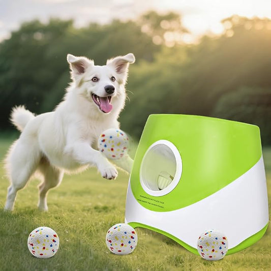 Automatic Dog Ball Launcher for Samll to Medium Dogs, Upgraded Interactive Toy Balls Thrower, Mental Stimulating Dog Toys with 4 Durable Etpu Balls 2.2 Inch (Light Green)