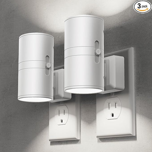 Briignite Night Lights Plug into Wall, Modern LED Night Light Plug in, Dusk to Dawn Sensor, 5000K Daylight, 0-100LM Adjustable Brightness, Dimmable NightLight for Hallway, Bedroom, Stairway, 2 Pack
