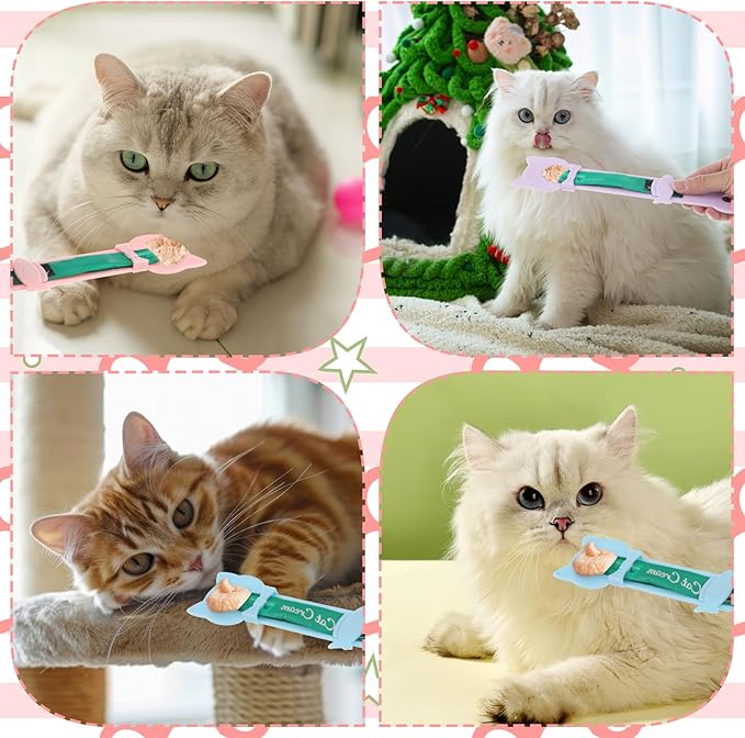 Yolev 3pcs Cat Treat Squeeze Spoon Multi-Function Lickable Dispenser Cat Strip Feeders Spoon Wet Food Puree Dispenser Feeding for Liquid Snack Puree Bisque Puppies Small Pets Pet Supplies