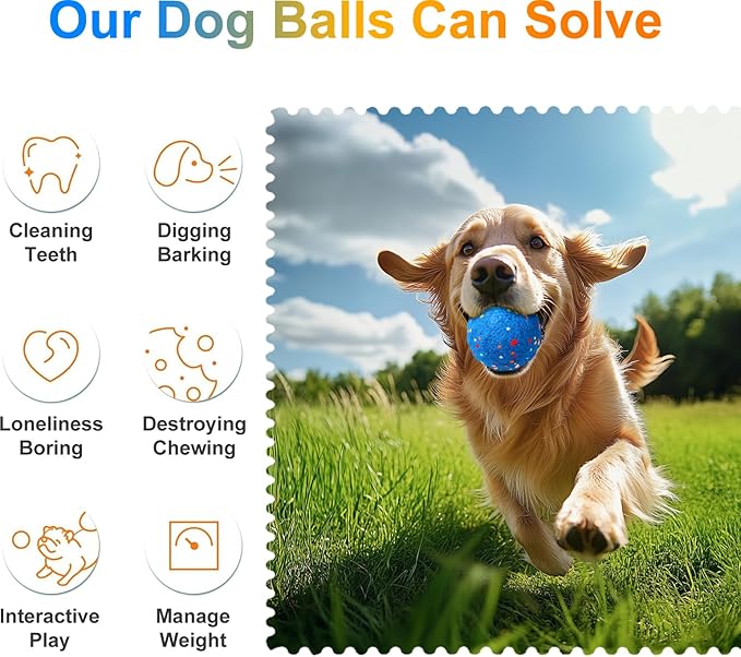 Interactive Dog Toys Ball, Automatic Moving, Bouncing Chew Toys, E-TPU Material, Suitable for Large and Medium-Sized Dogs, Used for Boredom Relief and Daily Training, USB Rechargeable (BVitality Blue)