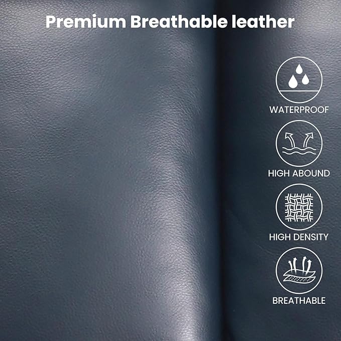 PARKOL Dual Motor Power Lift Recliner Chair for Elderly, 180-Degree Infinite Position Lay Flat Leather Recliner Chairs, with Massage and Heating, USB & Type-C Port and Remote (Dark Blue, Medium)