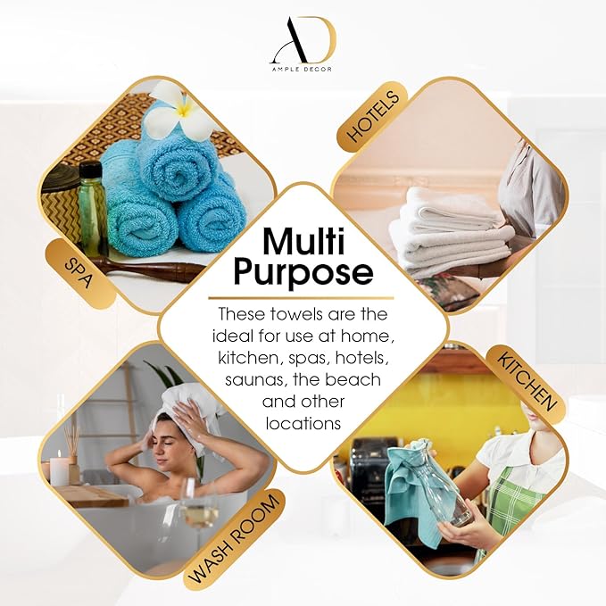 Ample Decor 100% Cotton Hand Towel for Bathroom Set of 4 - Popcorn Textured Towels - 18 X 28 Inch Sky Blue