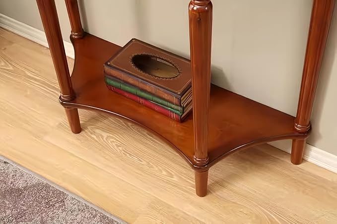 Solid Wood Console Table with Drawer, Semi-Circle Entryway Storage Shelf, Half-Moon Porch Table Side Elegant Vintage Sofa for Living Room (31.5" L x 13.8" W x 31.5" H)