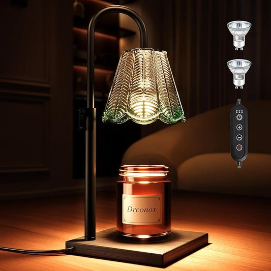 Candle Warmer Lamp with Timer & 4 Brightness Settings - Wax Melt Warmer for Jar Candles Adjustable Height, Home Decor, Birthday Gifts for Women (Includes 2 Bulbs)