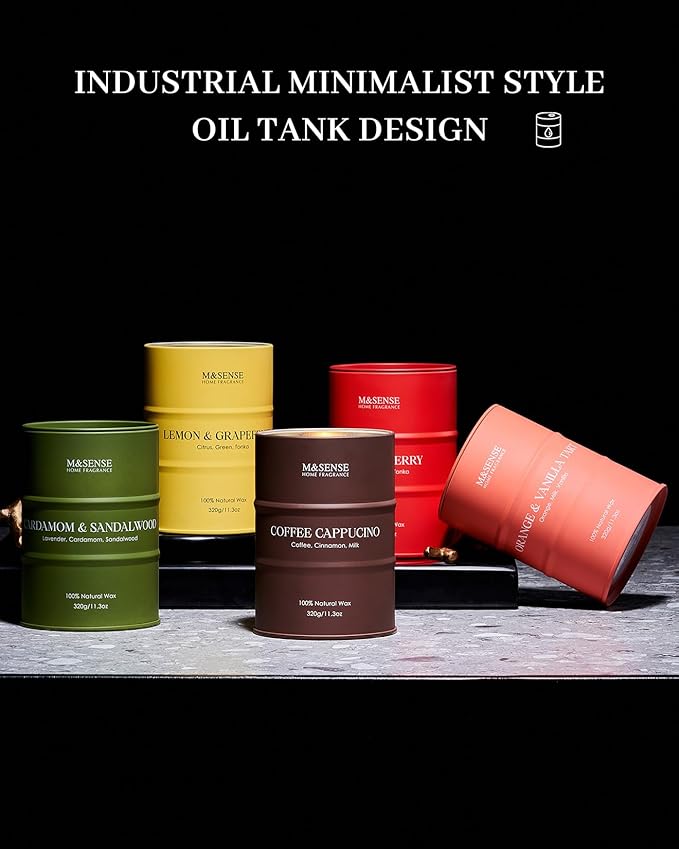 M&SENSE Lemon Candle,Summer Grapefruit Scented, Lemon Soy Candles 11.3oz 70 Hour Slow Burning, Limoncello Highly Scented Citrus Candles for Bathroom, Fresh Smelling Candle