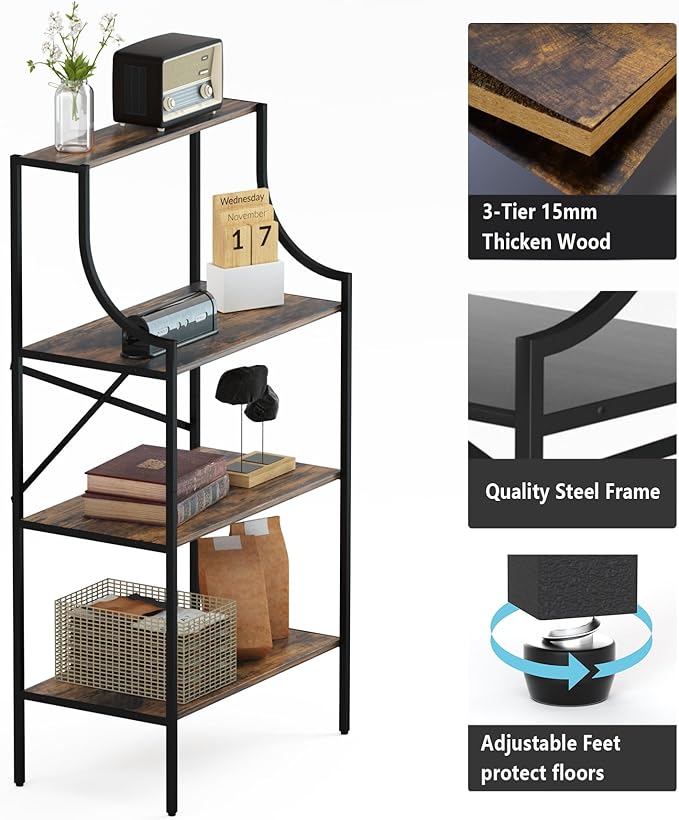 Console Table, entryway Table 4-Tier Sofa Table with Storage Shelves, Couch Table Behind Sofa,Standing Bakers Rack