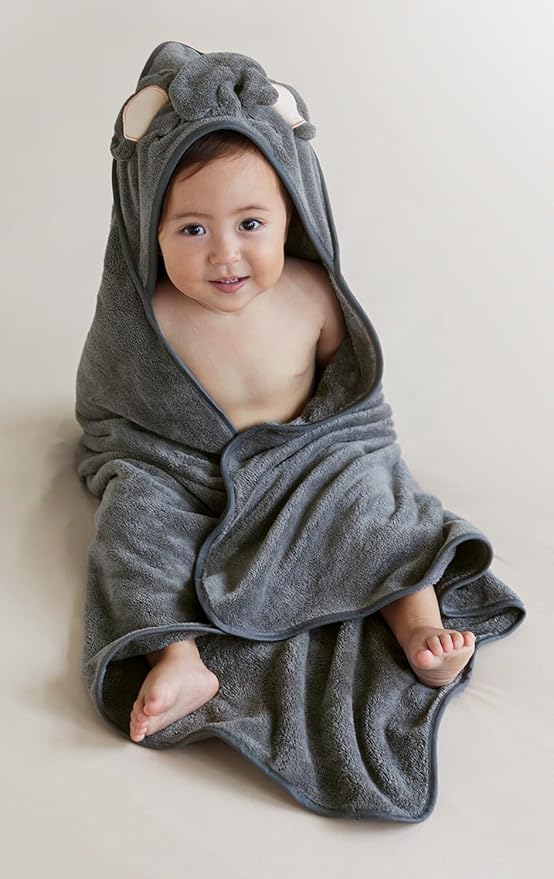 Baby Bath Towel,2 Pack Hooded Babie Towels for Newborn,Infant,Toddler,Ultra Absorbent Soft (White Bear+Blue Bear)