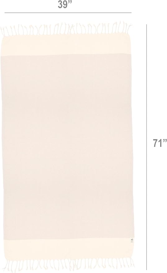 Bazaar Anatolia Turkish Beach Towel 100% Cotton Bath Towels 71x39 Quick Dry Sand Free Lightweight Large Oversized Herringbone Beige