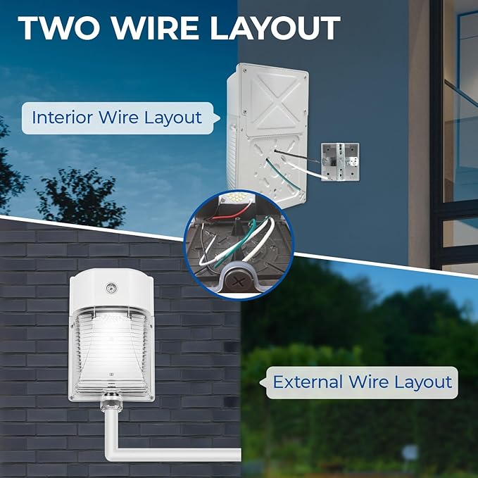 CINOTON 26W LED Wall Pack Light with Dusk to Dawn Sensor, 3000LM [100-277Vac] LED Wall Lights IP65 Waterproof Outdoor Security Flood Lighting for Garage Warehouse Garden 5000K-Daylight 2 Pack