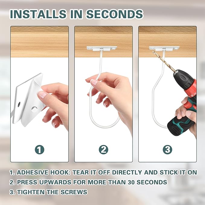 Banana Hanger Hook – Space Saving Banana Holder Hanger to Keep Bananas Fresh, Self Adhesive and Screw Banana Hook 3Pack White