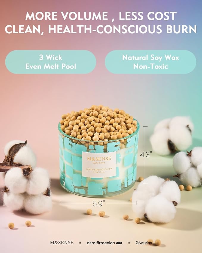 M&SENSE 3 Wick Lavender Milk Scented Candle,11.6oz Natural Soy Wax Non Toxic for Home, Up to 60 Hours Burn time,Fall Decorations for Home,Stress Relief Candles for Women/Men