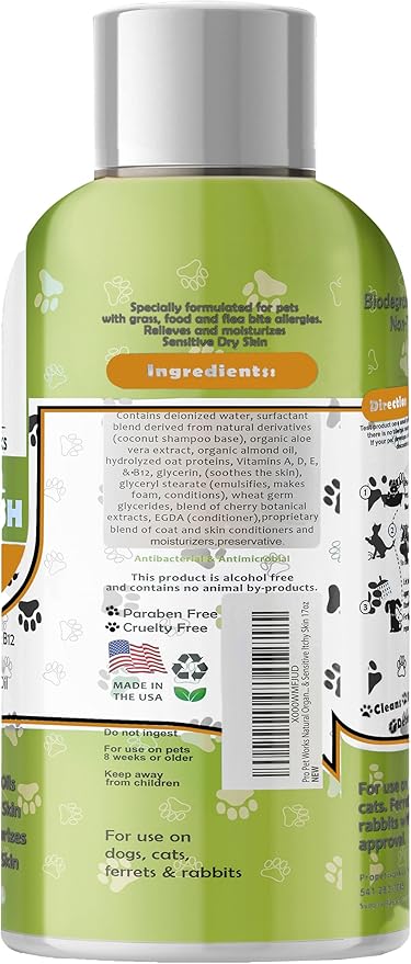 Oatmeal Dog Shampoo & Conditioner 17oz [USA] 5 in 1 Plant-Based Organic Sulfate-Free Soap-Free-Tearless Moisturizer for Dandruff Allergies & Itchy Dry Sensitive Skin-Puppy Grooming [Pro Pet Works]