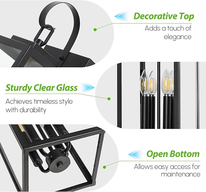 BesLowe 25" Outdoor Wall Light Fixture, 4-Light Extra Large Exterior Lighting Fixture Wall Mount, Waterproof Porch Light Outdoor Wall Sconce Lantern, Outside Light for House Front Door Garage, Black