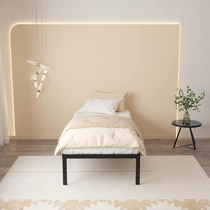 16 Inch Metal Twin XL Platform Bed Frame Support Up to 2500 lbs, No Box Spring Needed, Easy Assembly, Noise Free, Black