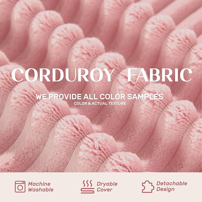 138" Modular Sofa Memory Foam Sectional Couches for Living Room, Sleeper Sofa Bed, Corduroy, Pink