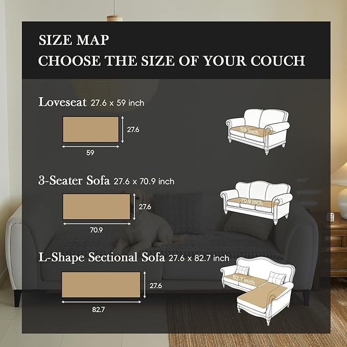 Couch Covers for 3 Cushion Couch Sofa Pet Friendly,Non-Slip Sofa Cover Washable