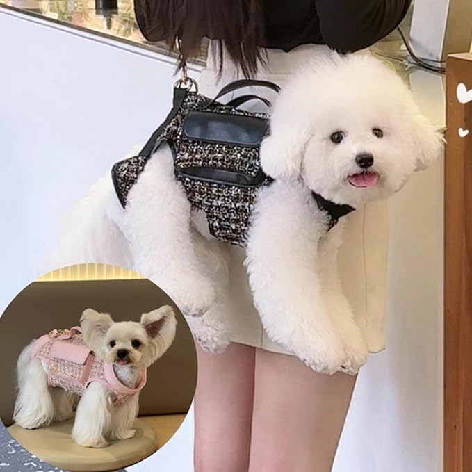 3 in 1 Convertible Dog Lift Harness Backpack, Portable Pet Carrier for Dogs&Cats, Horizontal Design Dog Carrier with Adjustable Back Straps,Dog Harness and Leash Set - Black Medium