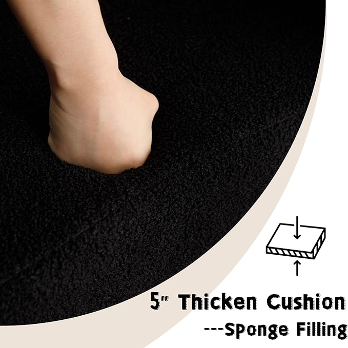 Modern Sherpa Barrel Dining Chairs Set of 6, Upholstered Boucle Dining Chairs Accent Chairs with Arms Comfy Makeup Vanity Chairs, Dining Living Room Kitchen Chairs, Black