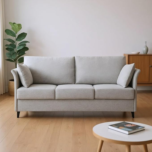 Mid Century Modern Sofa 3 Seat Couch 65.35" W Deep Seat Sofa for Living Room, 3 Person Seater Fabric Couch Sofa Comfy Sleeper Sofa for Apartment Bedroom