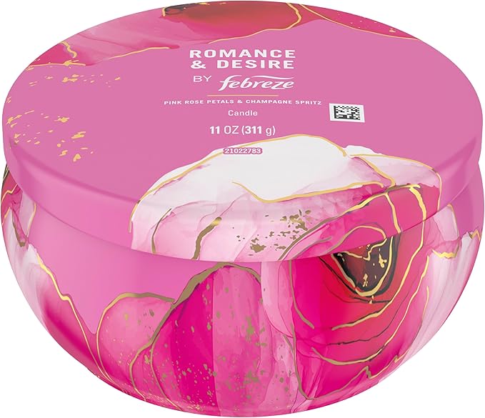 Febreze Scented Candle, Romance & Desire Scent, 11 oz 4 Wick Candle, Single Pack