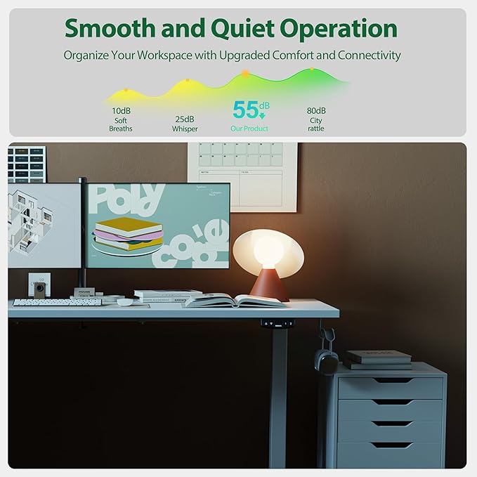 Agilestic Electric Standing Desk, Extra Large 71 x 31.5 Inches Height Adjustable Desk, Sit Stand Up Workstation for Home Office, Ergonomic Rising Gaming Computer Table with Memory Preset,White