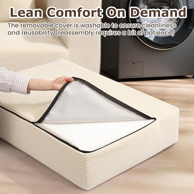 Convertible Sofa Bed, 3 in 1 Loveseat Folding Couch Bed Foldable - Chaise Lounge Chair & Floor Futon Sleeper, Corduroy Pull Out Sofa Bed with 4 Pillows for Living Room, Beige