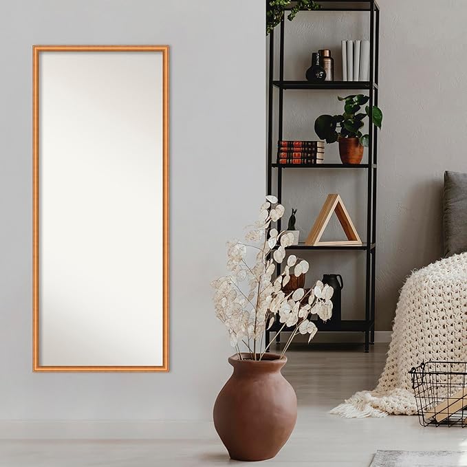 Amanti Art Bronze Full Length Mirror, 62x26 Salon Scoop Copper Tall Free Standing Body Wall Mirror Full Length for Dressing, Casual Wood Frame, Lean on Floor or Hang, Wall Decor
