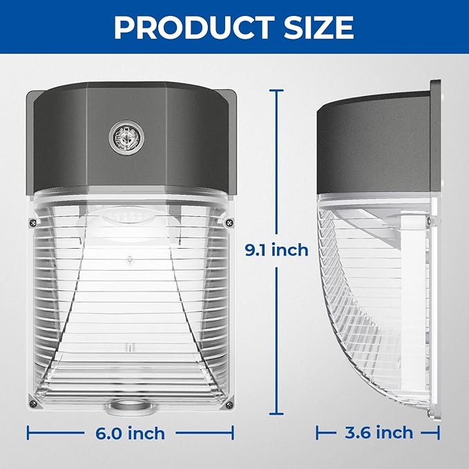 CINOTON 26W LED Wall Pack Light with Dusk to Dawn Sensor, 3000LM [100-277Vac] LED Wall Lights IP65 Waterproof Outdoor Security Flood Lighting for Yard Patio Barn Porch 3000K-Warm White 2 Pack