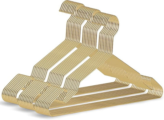 Gold Metal Hangers, 16.5 Inch Smooth and Durable Shirt Dress Hanger, Lightweight and Sturdy Metal Hanger for Suit Jackets and Casual Pants (30 Pack)