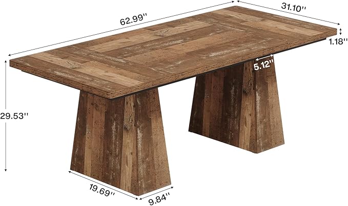 Tribesigns 63-Inch Executive Desk, Large Office Computer Desk with Double Pedestal, Modern Simple Workstations Writing Table Conference Table Business Furniture for Home Office, Espresso Brown