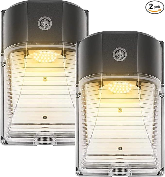 CINOTON 26W LED Wall Pack Light with Dusk to Dawn Sensor, 3000LM [100-277Vac] LED Wall Lights IP65 Waterproof Outdoor Security Flood Lighting for Yard Patio Barn Porch 3000K-Warm White 2 Pack