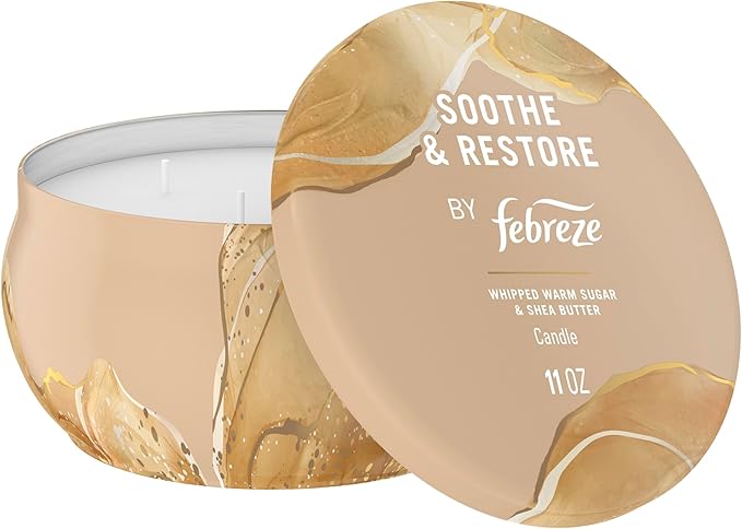 Febreze Scented Candle, Soothe & Restore Scent, 11 oz 4 Wick Candle, Single Pack