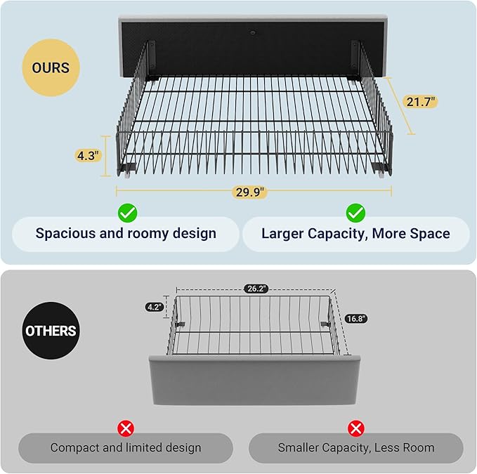 Allewie Modern King Size Platform Bed Frame with 4 Storage Drawers and Velvet Upholstered Headboard, Wooden Slats Support, Upholstered Mattress Foundation/No Box Spring Needed/Easy Assembly, Grey