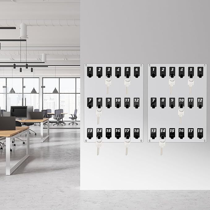 Acrylic Key Board with 18 No. Hooks Wall Mount Key Rack Holder Hanger Storage Collection for School, Garage, Car Dealer, Office, Hotel, Real Estate(Transparent)