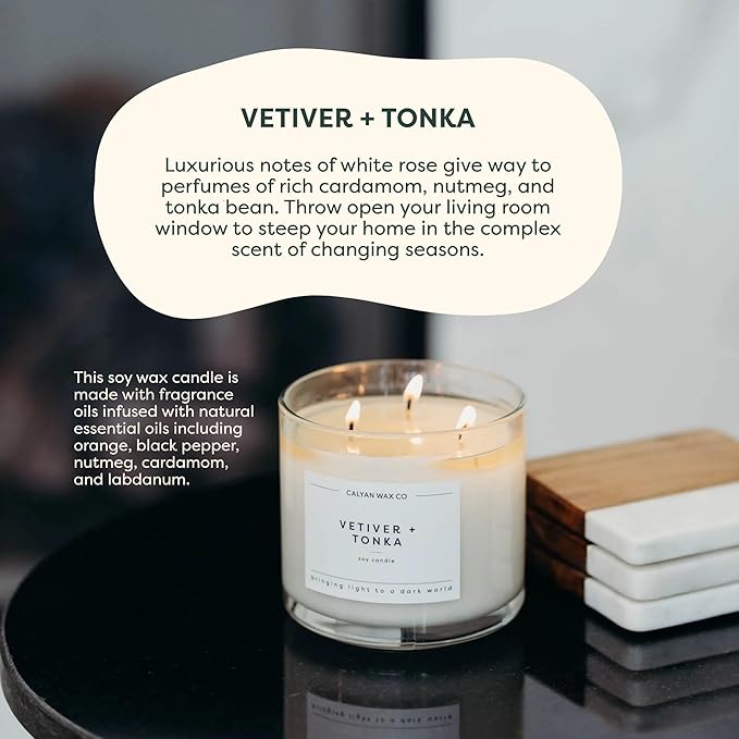 Calyan Wax Co. Fall 3 Wick Scented Candle Gift Set - 4 Luxury Autumn Scented Candles - 43 Hour Burn - 3 Wick Non Toxic Soy Wax Candles - Long Lasting Large Glass Jar Candle for Home - 14.9oz