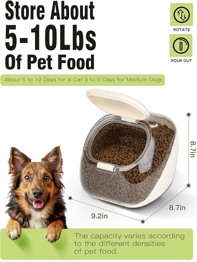 Dog Food Storage Container, 5-10 lbs Pet Food Storage Bin, Measuring Cup, Cat Treat jar with Lids, Dry Food Storage Container for Rice and Grain