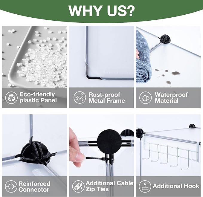 Neprock Closet Organizer, 9 Cube Closet Organizers and Storage,DIY Closet Storage Shelves, Clothes Storage Organizer for Kids, Closet, Bedroom, Bathroom, Office(Transparent White)