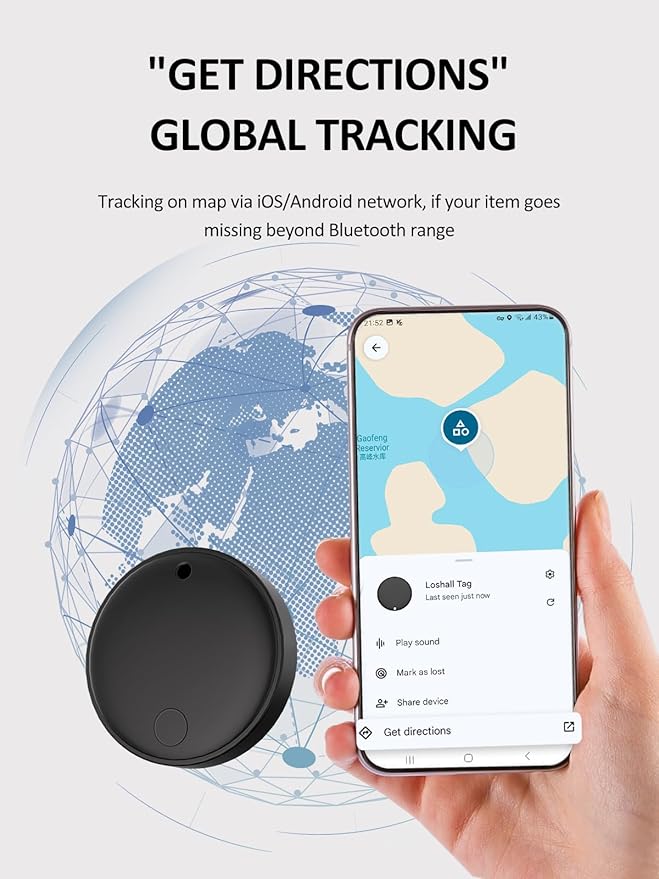 Tracker Tags for Android & iOS, Key Finder Tracking Device Smart Tracker Tag for Luggage, Wallet, Bike, Pets, Bags - Both Works with Apple Find My & Google's Find Hub - 2 Pack