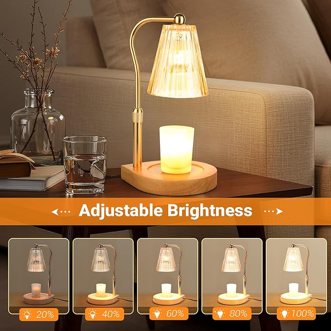 Candle Warmer Lamp with Timer Dimmer Adjustable Height, Gift for Women Mom, House Warming New Home Cozy Decor, Wax Melt Warmer for Jar Candles with 2 Bulbs