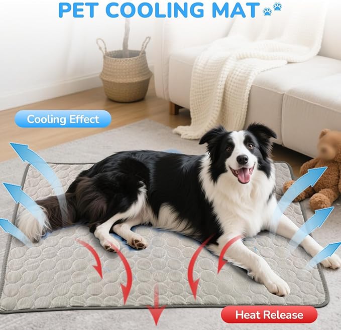 Cooling Mat for Dogs and Cats, Self-Cooling Mats for Pets, Dog Cool Pad Cooling Blanket Indoor and Outdoor Pet Mats for Cats (Brown, Large)