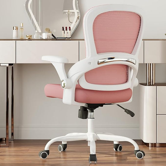TRALT Office Chair - Ergonomic Office Chair with Back Support, Home Office Desk Chairs, Comfy Desk Chair, Computer Chair, 330lbs Wide Seat Big and Tall Office Chairs for Students (Pink)