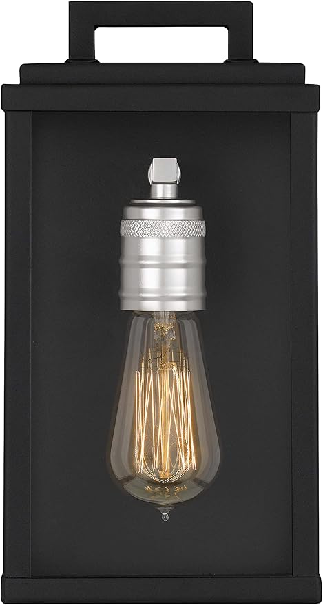 Eva Outdoor Lantern - 1-Light Exterior Wall Fixture with Clear Glass Shade, Matte Black Finish, Weather Resistant for Entryway, Doorway, Corridor, Balcony