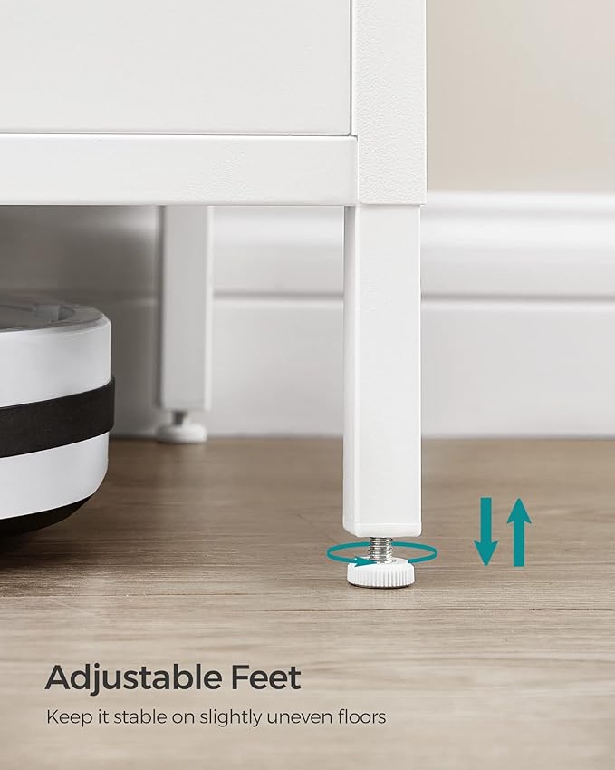 SONGMICS Set of 2 Storage Cabinets, Metal Cabinet, Sideboard with 2 Doors, 15.7 x 31.5 x 29.9 Inches, Magnetic Closure, Adjustable Shelf, Steel Frame, Natural Beige and White ULSC791W01