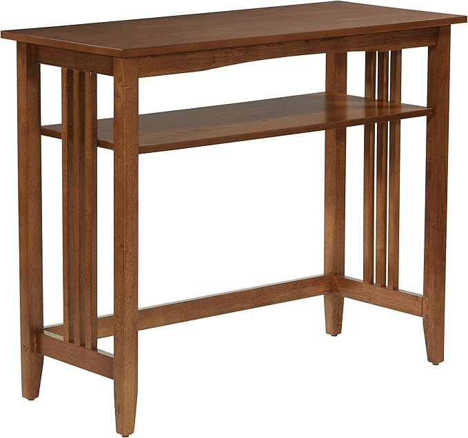 OSP Home Furnishings Sierra 36-Inch Sofa Table with Lower Storage Shelf and Mission Style Side Panels, Ash Brown