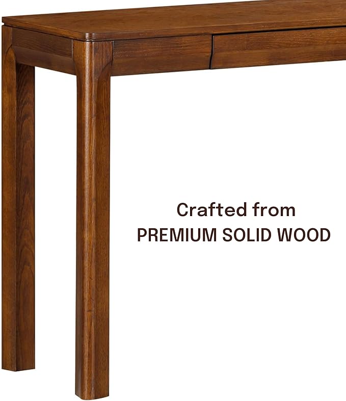 NTC Flow 47-Inch Console Table, Modern Solid Wood Entryway Table with Hidden Drawer, Waterproof & Heat Resistant, Narrow Table for Hallway, Living Room & Foyer, Dark Walnut