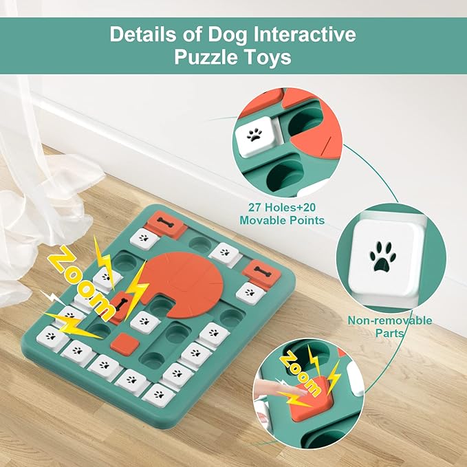 Dog Puzzle Toys,Interactive Treat Puzzle Dog Toy for IQ Training & Mental Stimulating,Treat Puzzle Dispensing with Squeaky Design for Large Medium Smart Dogs