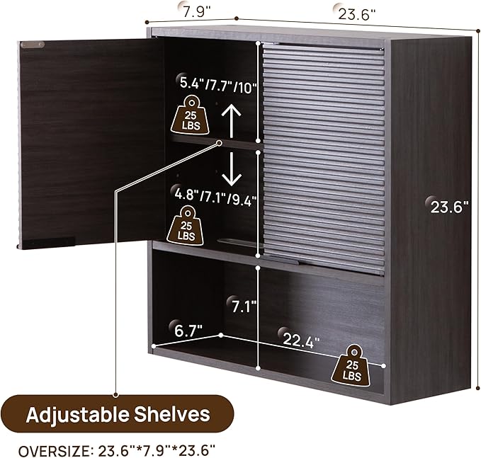 Bathroom Storage Cabinet with Motion Sensor LED Light, Wooden Medicine Cabinet Wall Mounted Cupboard with Disposable Face Towels Hole, Over Toilet Storage Cabinet and Adjustable Shelf (Grey)