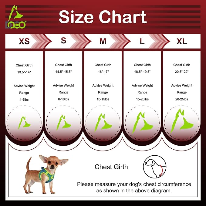 DOCO Dog Harness (Chest 16"-17", Weight 10–15 lbs) Athletica Adjustable Heavy Duty No Choke Puppy Vest for Medium Dogs Lightweight Air Mesh, Reflective, Puppy Essentials – Turquoise, Medium